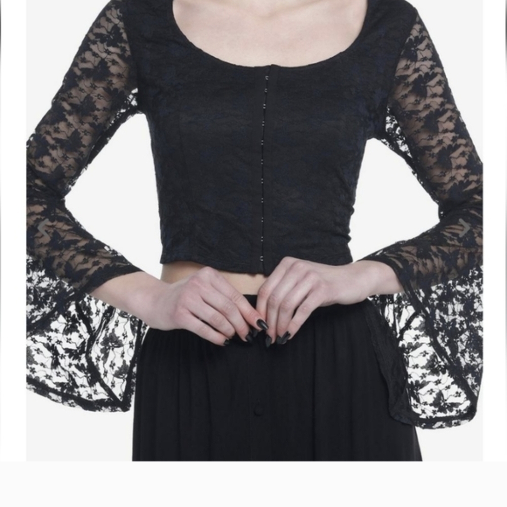Hot Topic Black Sheer Lace Top